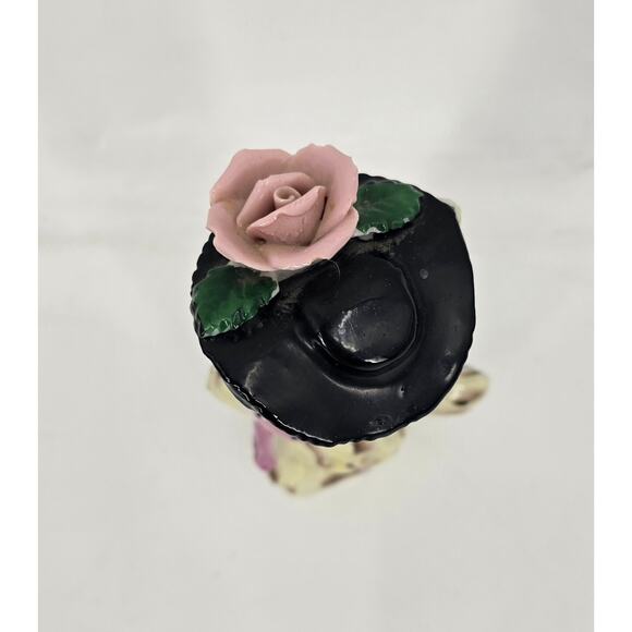 Vintage Napco Style Ceramic Kitten Figurine – Pink Rose Hat – 5” - Picture 5 of 6